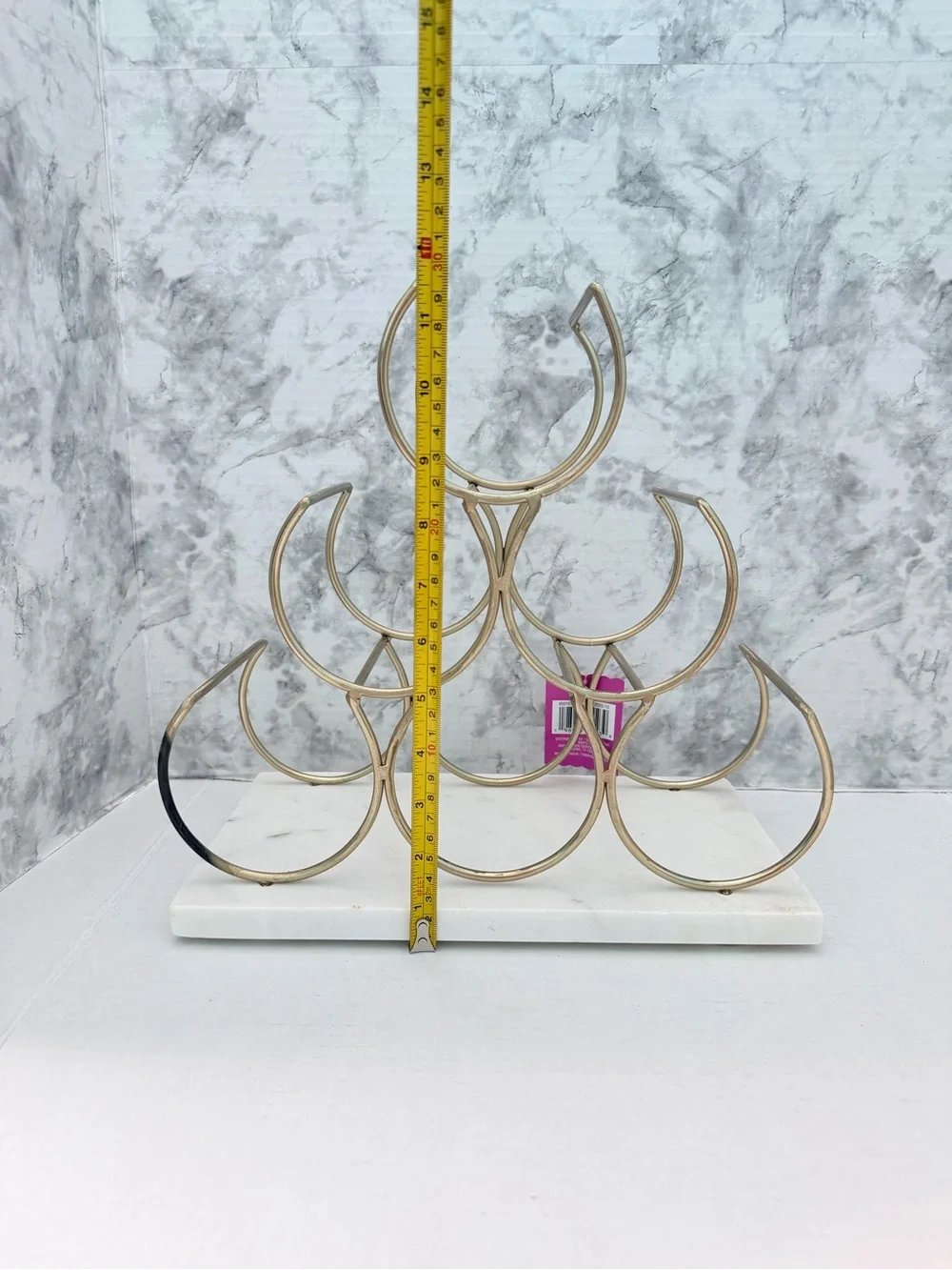 Ashland Gold Crescent Wine Bottle Rack With Marble Base